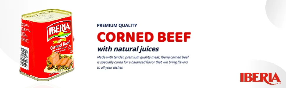 Iberia Corned Beef, 12 oz, Premium Quality Corned Beef With Natural Juices, Halal - iberia corned beef
