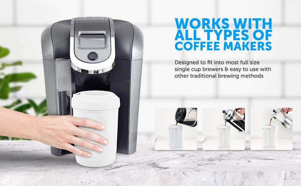 HyperChiller HC2W Patented Iced Coffee/Beverage Cooler, NEW, IMPROVED,STRONGER AND MORE DURABLE! Ready in One Minute, Reusable for Iced Tea, Wine, Spirits, Alcohol, Juice, 12.5 Oz, White - product information 4