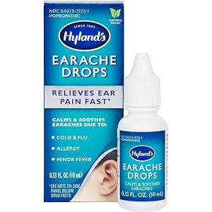 Hyland's Earache Drops, Natural Relief of Cold & Flu Earaches, White, 0.33 Fl Oz Adult - packaging image