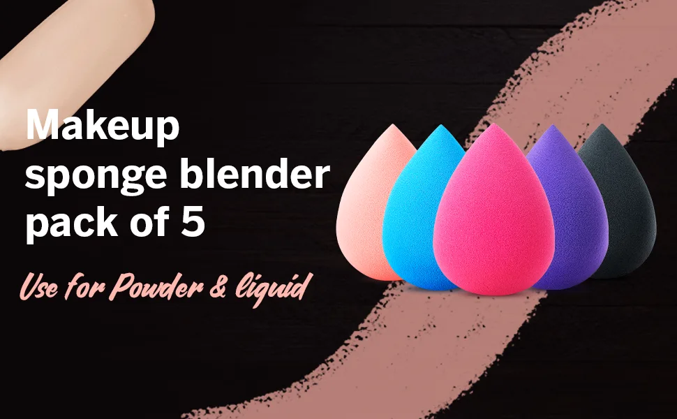 Hygea Beauty Makeup Sponge Set of 5 - Non Latex, Soft, Multi-colored Foundation Blending Sponges for Cream, Powder and Liquid (Teardrop - Multicolor) - makeup sponge blender
