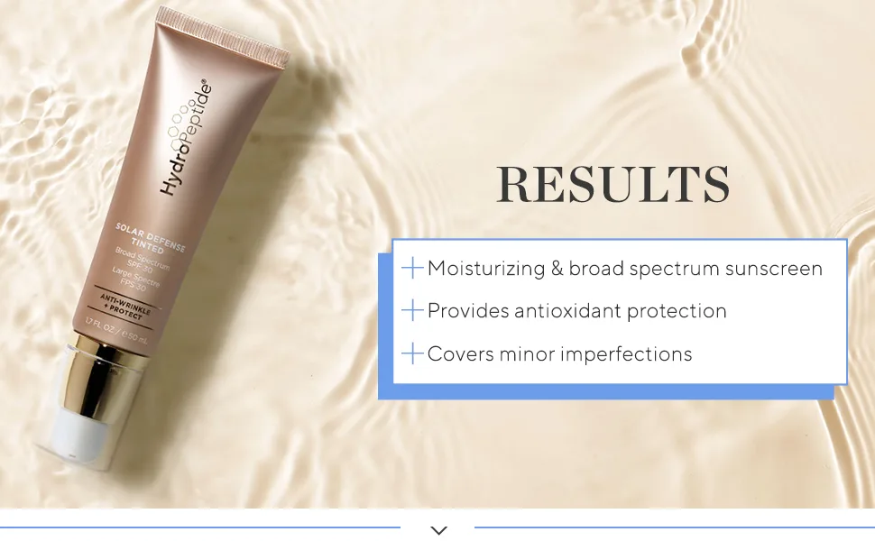 HydroPeptide Solar Defense Face Sunscreen, SPF 30 Broad Spectrum, Tinted, Moisturizing Antioxidant 1.7 Ounce Face Lotion, Tinted SPF 30 - hydropeptide solar defense spf