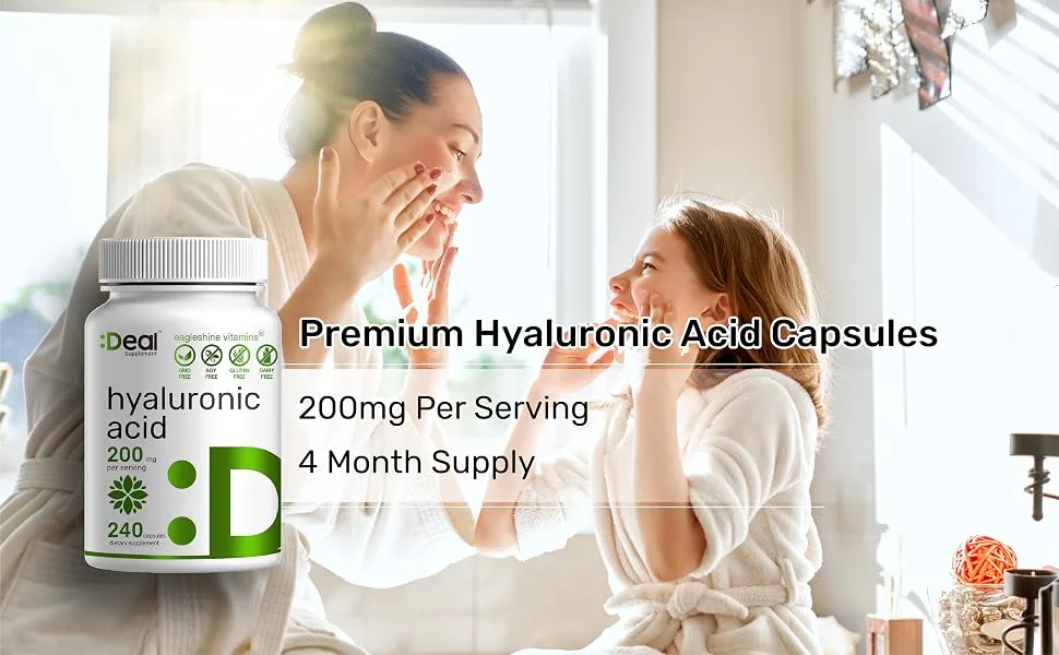 Hyaluronic Acid Supplements 200mg, 240 Capsules, 4 Months Supply, 95%+ Purity, Plant-Based, Support Healthy Joint, Bones and Connective Tissue | Promotes Skin Hydration - product information 2