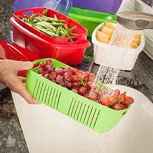 Hutzler Saver Set Fruit Keeper, 2 quarts, Green 2 quarts Green - fruit colander, washing fruit, fruit saver basket, fruit storage