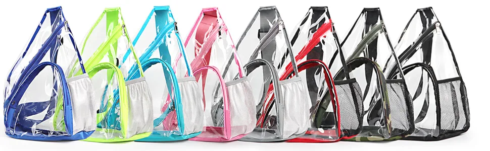 HULISEN Clear PVC Sling Bag Stadium Approved, Backpack with Adjustable Strap Black - color bag