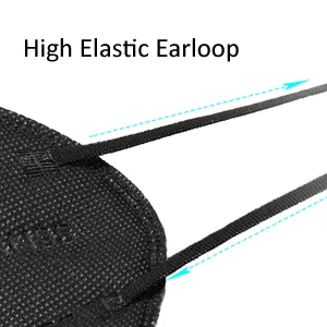 HUHETA KN95 Masks, Packs of 20 Black Face Mask, 5-Layers Protective Cup Dust Masks for Outdoor Indoor Use Black 20 Pcs - High Elastic Earloop