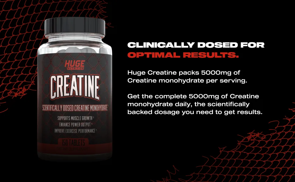 Huge Supplements Creatine Monohydrate Pills, 5000mg of Pure Creatine, Clinically Dosed to Boost Performance, Increase Muscle Strength and Size, 30 Servings - HUGE SUPPLEMENTS CREATINE