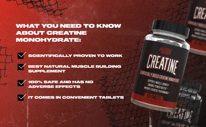 Huge Supplements Creatine Monohydrate Pills, 5000mg of Pure Creatine, Clinically Dosed to Boost Performance, Increase Muscle Strength and Size, 30 Servings - HUGE SUPPLEMENTS CREATINE