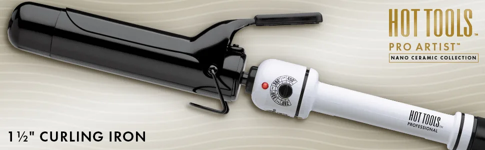Hot Tools Pro Artist Nano Ceramic Curling Iron/Wand | For Smooth, Shiny Hair (1-1/2 in) 1-1/2 Inch BARREL - curlingiron; curlingirons; professional; ceramic; 1-1/2inch; nanoceramic; longlastingcurls