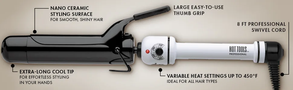 Hot Tools Pro Artist Nano Ceramic Curling Iron/Wand | For Smooth, Shiny Hair (1-1/2 in) 1-1/2 Inch BARREL - curlingiron; curlingirons; professional; ceramic; 1-1/2inch; nanoceramic; longlastingcurls