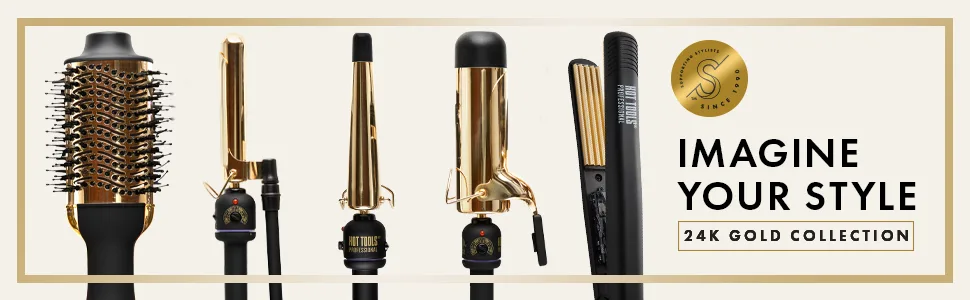 Hot Tools Pro Artist 24K Gold Marcel Iron | Long Lasting Curls, Waves (1 in) 1 Inch BARREL - marceliron; marcelirons; marcelcurlingiron; marcelcurlingirons; gold; hottools; longlastingcurls