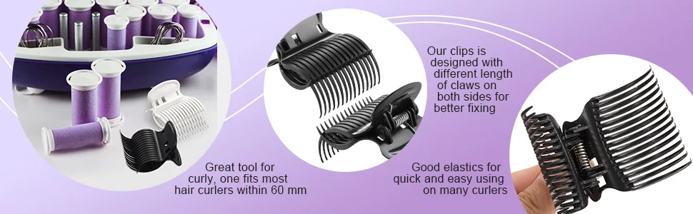 Hot Roller Clips Hair Curler Claw Clips Replacement Roller Clips for Women Girls Hair Section Styling (12 Pieces, Black) - product information 3