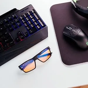 HORUS X  Blue Light Blocking Gaming Glasses - Professional Screen Filter Anti Glare Fatigue and Eyestrain - Men and Women Amber - gamer glasses computer glasses men women blue light blocking anti glare filter gaming glasses