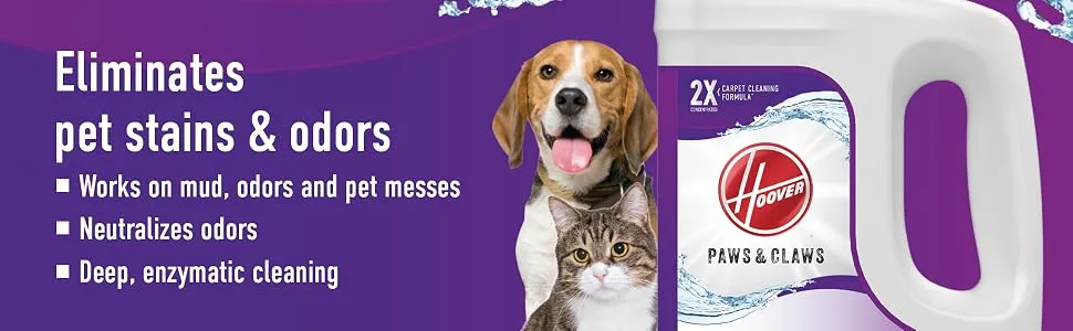 Hoover Paws & Claws Deep Cleaning Carpet Shampoo with Stainguard, Concentrated Machine Cleaner Solution for Pets, 64oz Formula, AH30925, White, Package may vary Deep Cleaning Carpet Shampoo 64oz - hoover carpet cleaner cleaning solution formula hardwood floor polish refresh renew pet oxy pets