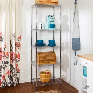 Honey-Can-Do SHF-01054 5-tier chrome shelving unit, 250 lbs - image
