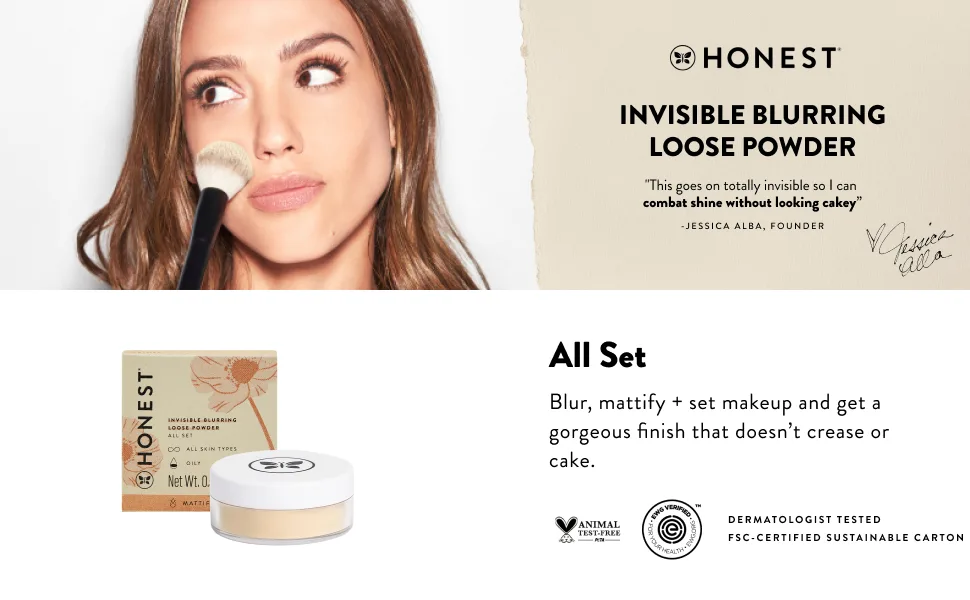 Honest Invisible Blurring Loose Powder | Lightweight Setting Powder | Mattify & Set Makeup |EWG Certified & Dermatologist Tested |Vegan + Cruelty free | .56 oz - setting powder