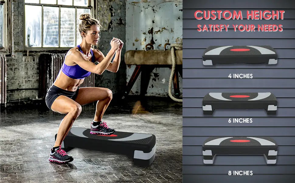 HomGarden 31" Adjustable Workout Aerobic Stepper in Fitness & Exercise Step Platform Trainer Stepper w/Risers Adjust 4" - 6" - 8" - product information 21