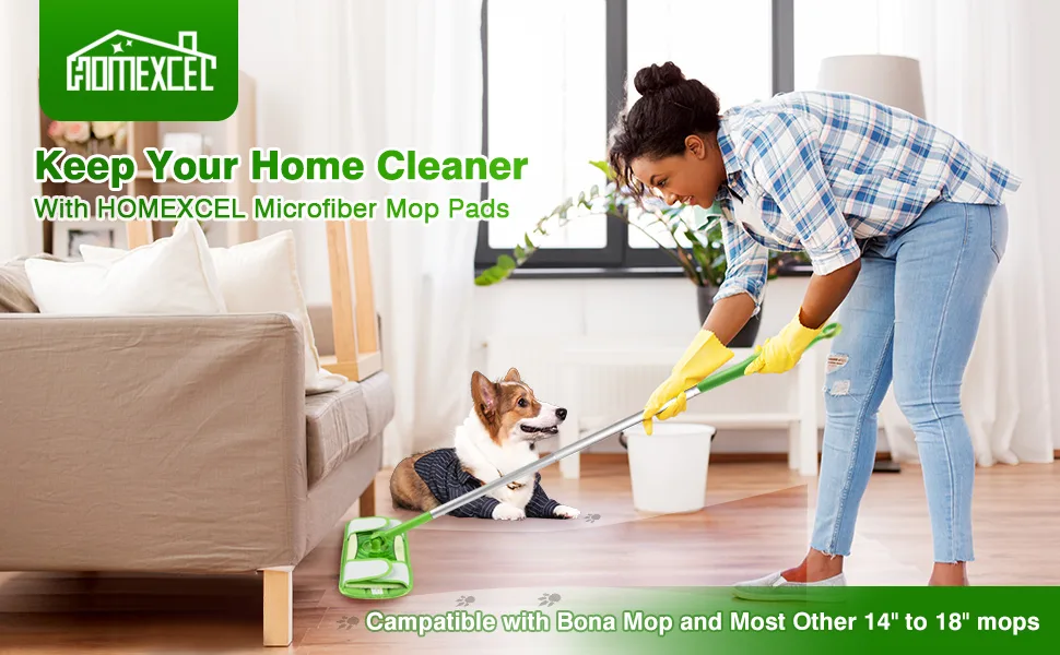 HOMEXCEL Microfiber Mop Pads Compatible with Swiffer Sweeper Mops, Reusable and Machine Washable Floor Mop Pad Refills, Mop Head Replacements for Multi Surface Wet & Dry Cleaning, Pack of 2 - product information 11