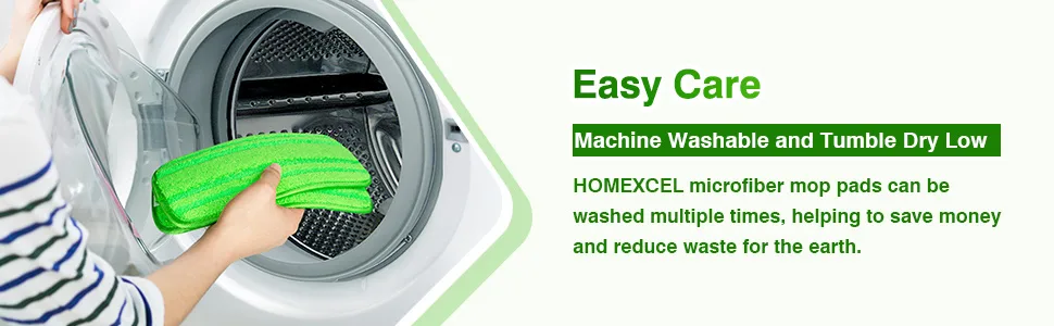 HOMEXCEL Microfiber Mop Pads Compatible with Swiffer Sweeper Mops, Reusable and Machine Washable Floor Mop Pad Refills, Mop Head Replacements for Multi Surface Wet & Dry Cleaning, Pack of 2 - product information 17