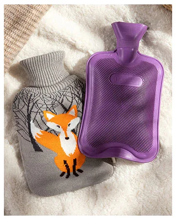 HomeTop Premium Classic Rubber Hot Water Bottle and Star Print Knit Cover (2L, Gray) Gray 2L - product information 8