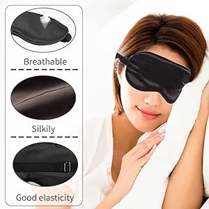 Hochoek Silk-Sleep-Mask Eye-Mask Eye-Cover Eyeshade - 100% Silk Soft Adjustable Strip Eye Cover(Black+Dark Blue+Purple) - Soft and breathable!