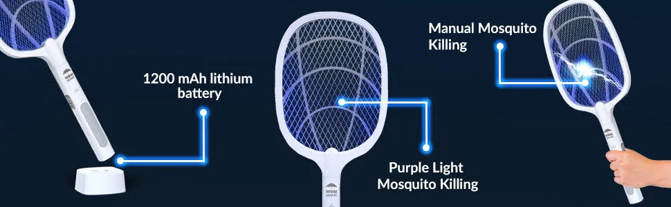 Himalayan Glow Electric Bug Zapper, Instant Fly Swatter Rechargeable Racket, Mosquito Repellent 3,000 Volt, USB Charging Fly Zapper for Indoor & Outdoor - 2 PCS - Mosquito Killer