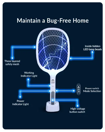 Himalayan Glow Bug Zapper, Electric Fly Swatter Rechargeable Racket, Mosquito Repellent 3,000 Volt, USB Charging Cable Best Use for Indoor & Outdoor - 2 PCS - bug zapper