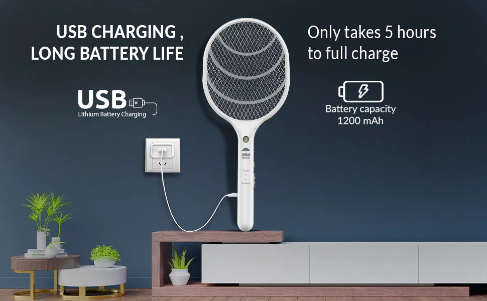 Himalayan Glow Bug Zapper, Electric Fly Swatter Rechargeable Racket, Mosquito Repellent 3,000 Volt, USB Charging Cable Best Use for Indoor & Outdoor - 2 PCS - Electric fly zapper Image