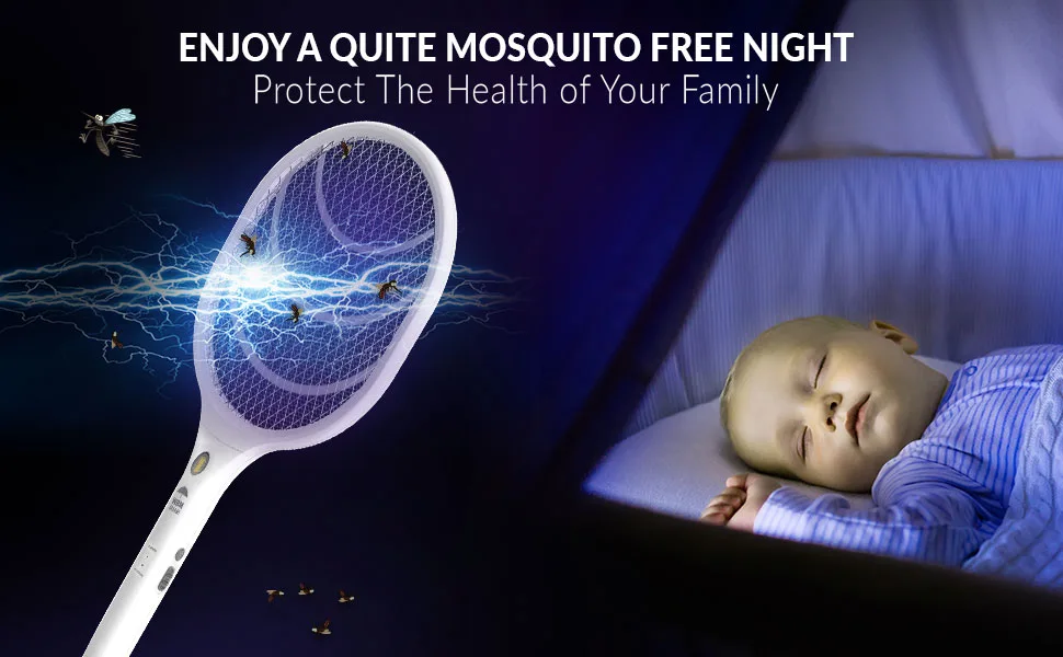 Himalayan Glow Bug Zapper, Electric Fly Swatter Rechargeable Racket, Mosquito Repellent 3,000 Volt, USB Charging Cable Best Use for Indoor & Outdoor - 2 PCS - Fly zapper Image 4