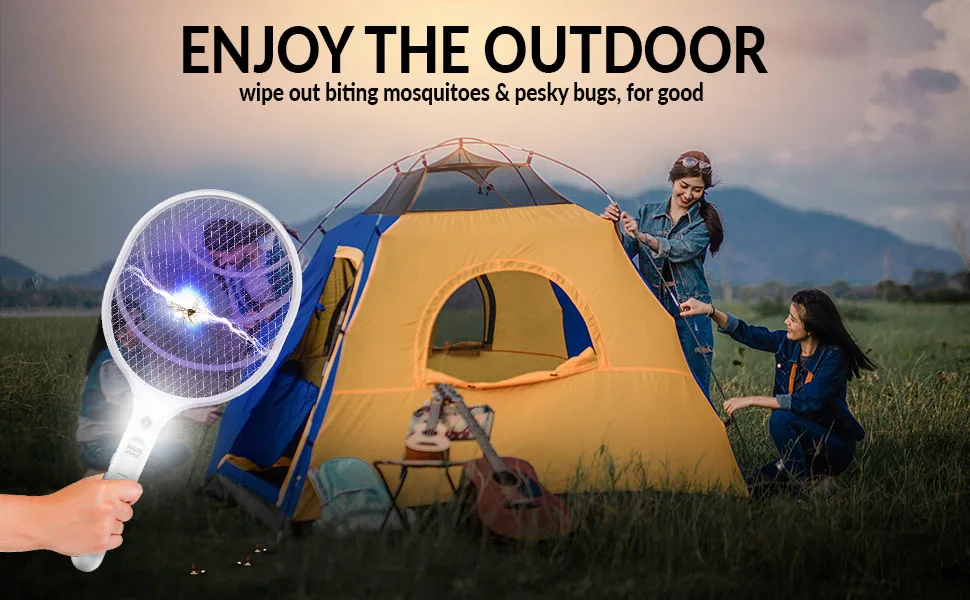 Himalayan Glow Bug Zapper, Electric Fly Swatter Rechargeable Racket, Mosquito Repellent 3,000 Volt, USB Charging Cable Best Use for Indoor & Outdoor - 2 PCS - Swatter Image 2