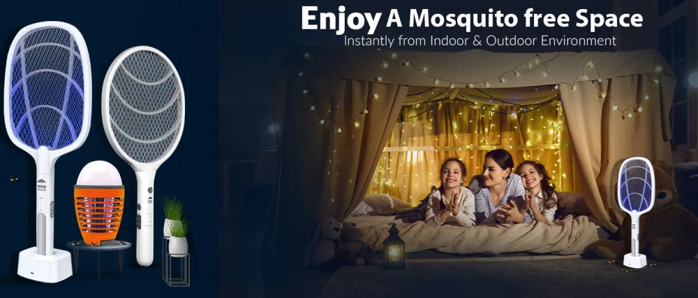 Himalayan Glow Bug Zapper, Electric Fly Swatter Rechargeable Racket, Mosquito Repellent 3,000 Volt, USB Charging Cable Best Use for Indoor & Outdoor - 2 PCS - WBM Bug Zapper