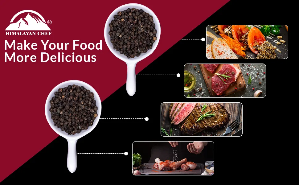 Himalayan Chef 100% Whole black peppercorn, Black Pepper Grinder, 3 Ounce (Pack of 1) Black Pepper Medium Grinder (3 Oz) - Peppercorn