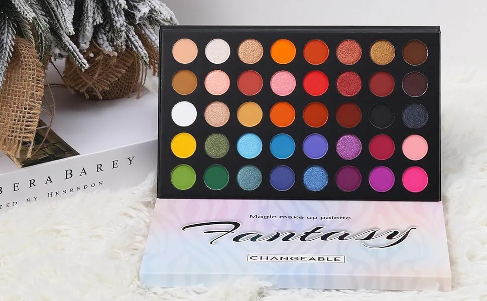 Highly Pigmented Eye Makeup Palette , Matte Shimmer Metallic Eyeshadow Pallet Long Lasting Blendable Natural Colors Make Up Eye Shadows Cosmetics Gift Kit - Banner
