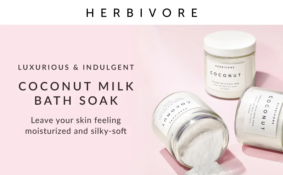 Herbivore Botanicals Coconut Milk Bath Soak  Softens Skin, Lightly Scented with Vanilla. Completely Natural and Vegan (8 oz) - Herbivore Coconut Milk Bath Soak