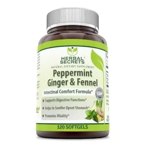 Herbal Secrets Peppermint Ginger & Fennel 120 Softgels (Non-GMO) - Supports Digestive Functions* - Promotes Vitality*- Helps to Sooth Upset Stomach* - product information 2