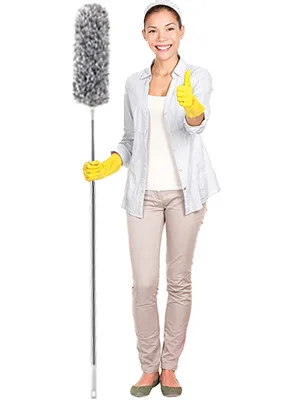 HEOATH Microfiber Feather Duster with Extendable Pole, 30-100 inches Extra Long Cobweb Duster for Cleaning, Bendable Head, Non-Scratch, Washable Duster for Ceiling, Fan, Furniture - HEOATH Microfiber Duster