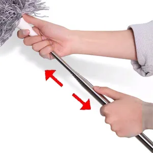HEOATH Microfiber Feather Duster with Extendable Pole, 30-100 inches Extra Long Cobweb Duster for Cleaning, Bendable Head, Non-Scratch, Washable Duster for Ceiling, Fan, Furniture - HEOATH Microfiber Duster