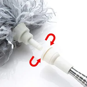 HEOATH Microfiber Feather Duster with Extendable Pole, 30-100 inches Extra Long Cobweb Duster for Cleaning, Bendable Head, Non-Scratch, Washable Duster for Ceiling, Fan, Furniture - HEOATH Microfiber Duster