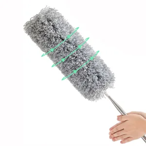 HEOATH Microfiber Feather Duster with Extendable Pole, 30-100 inches Extra Long Cobweb Duster for Cleaning, Bendable Head, Non-Scratch, Washable Duster for Ceiling, Fan, Furniture - HEOATH Microfiber Duster