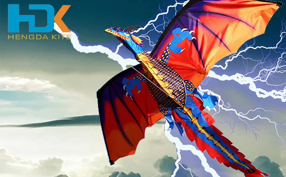 HENGDA KITE-Upgrade Classical Dragon Kite Stereoscopic Dragon Kites for Kids & Adults Easy to Fly for Beginner Easter 55inch x 62inch Single Line with Tail - Handsome Dragon