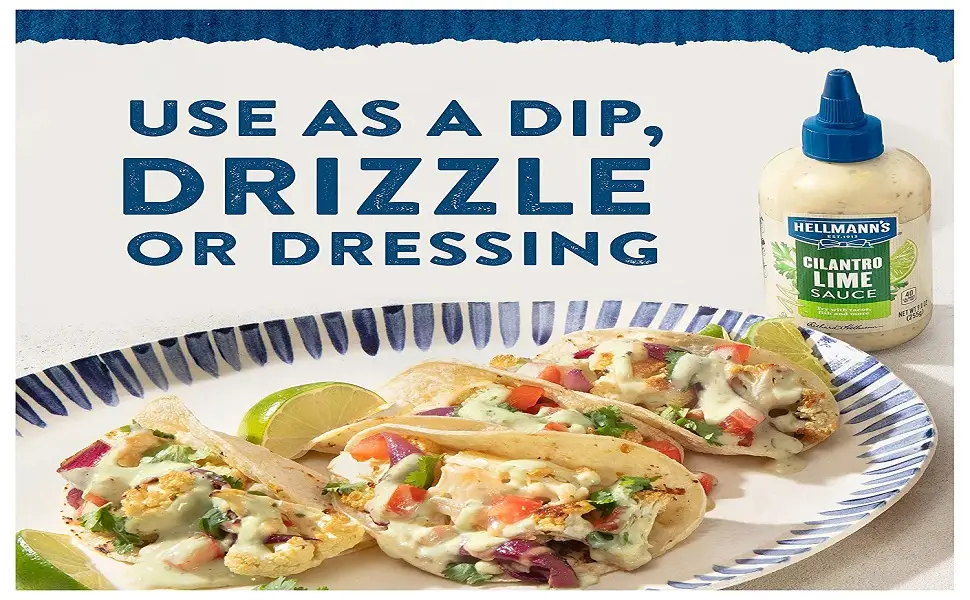 Hellmann's Sauce for A Refreshing Condiment, Dip and Dressing Cilantro Lime Gluten Free, Dairy Free, No Artificial Flavors, No High-Fructose Corn Syrup 9 oz - product information 3