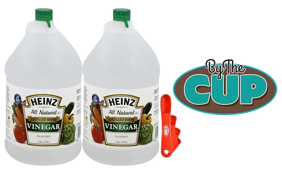 Heinz All Natural Distilled White Vinegar 5% Acidity 1 Gallon Jug (Pack of 2) with By The Cup Swivel Spoons - vinegar ebc header