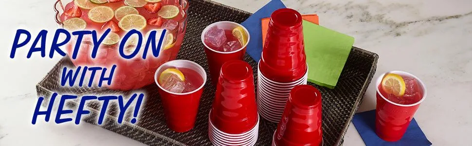 Hefty Party On Disposable Plastic Cups, Red, 18 Ounce, 30 Count - product information 1