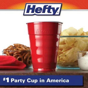 Hefty Party On Disposable Plastic Cups, Red, 18 Ounce, 30 Count - Party Cups