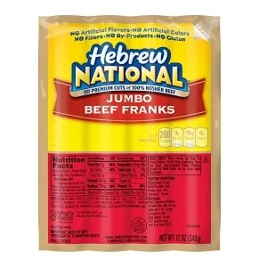 Hebrew National Jumbo Beef Franks, 12 oz, 4 ct - product information 2