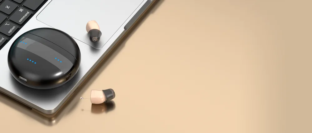 Hearing Aids, Rechargeable Hearing Aids for Seniors & Adults with Volume Control, Small Completely-in-Canal Digital Hearing Amplifier, Assist Devices with Charging Box,Black - vomues hearing aids