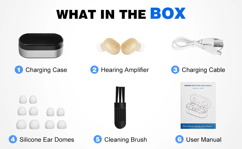 Hearing Aids, Mini Hearing Amplifiers for Adults with LED Power Display, Rechargeable Hearing Aid for Seniors Into Ear No Squealing Hearing Loss Digital Ear Hearing Assist Device - Hearing Aid for Seniors