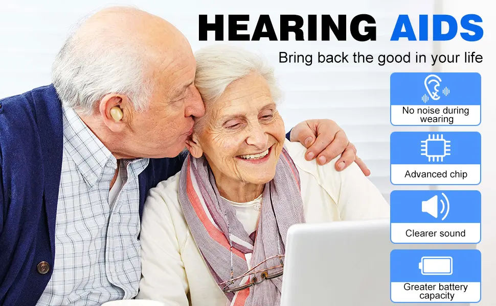 Hearing Aids, Mini Hearing Amplifiers for Adults with LED Power Display, Rechargeable Hearing Aid for Seniors Into Ear No Squealing Hearing Loss Digital Ear Hearing Assist Device - Hearing aids