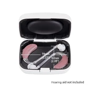 Hearing Aid Case Hard - Portable Protective Storage Case for BTE CIC IIC ITE (Black) - hearing aid case for travel