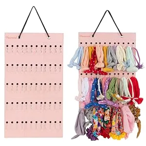 Headband Holder for Baby Girl, Hanging Storage Organizer Newborn Headbands, Bow Pink - product information 5
