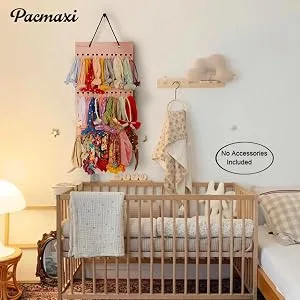 Headband Holder for Baby Girl, Hanging Storage Organizer Newborn Headbands, Bow Pink - product information 6